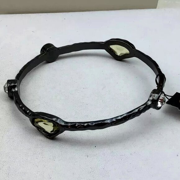 GUESS 2pc Rocker Chic Gunmetal Clear & Yellow Crystal Bangle Bracelet Set**NEW! - Picture 5 of 5